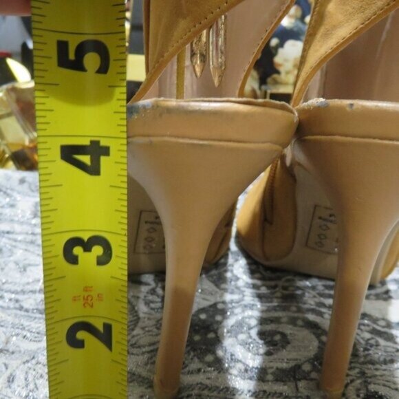 BOGO Rue21 Brown suede peep toe booties ankle boots heeled mules heels M 7-8 - Picture 5 of 13